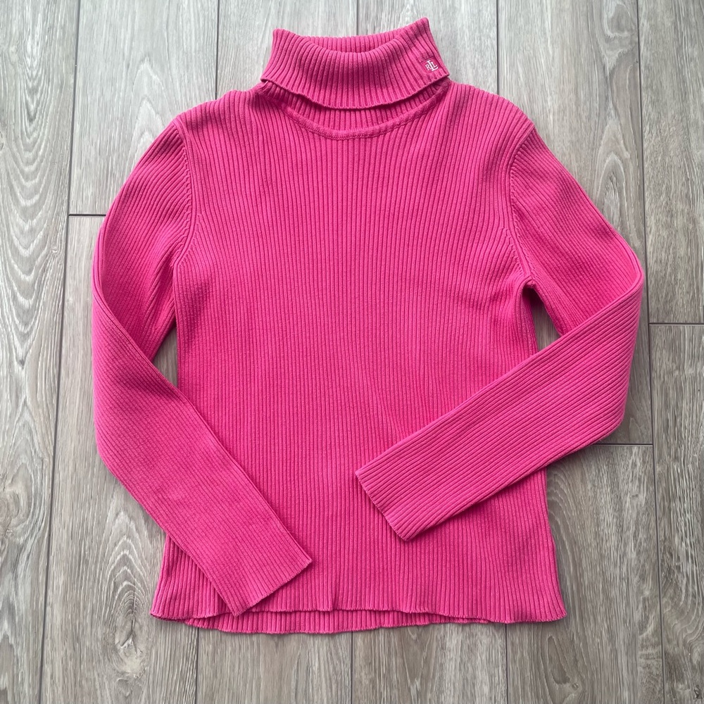 Vintage Ralph Lauren Pink Ribbed Turtleneck Sweater